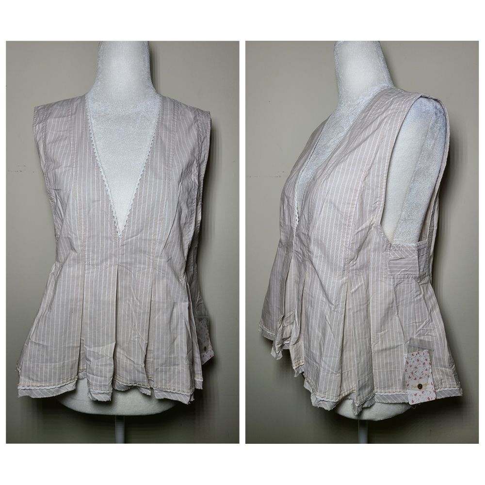 NWT|Free People Good Feels Ivory Striped Sleeveless Top, SMALL - Picture 4 of 7